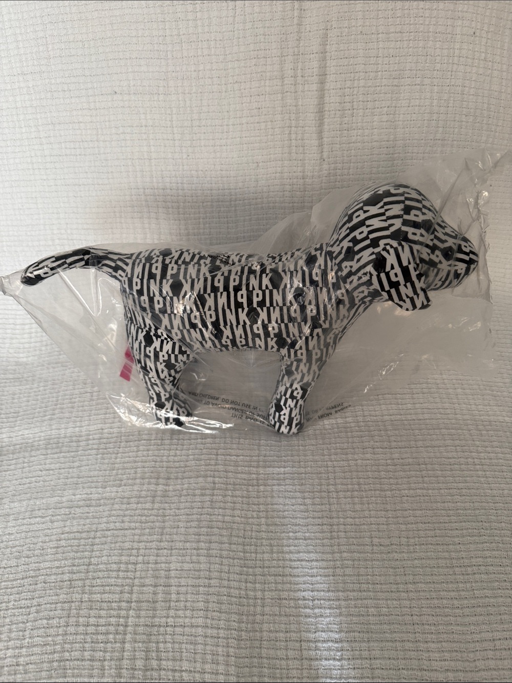 PINK Victoria's Secret Black & White Logo Plush Dog Toy